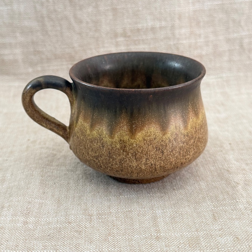 Vintage Otagiri Stoneware Mug Brown Drip Glaze Coffee Cup
